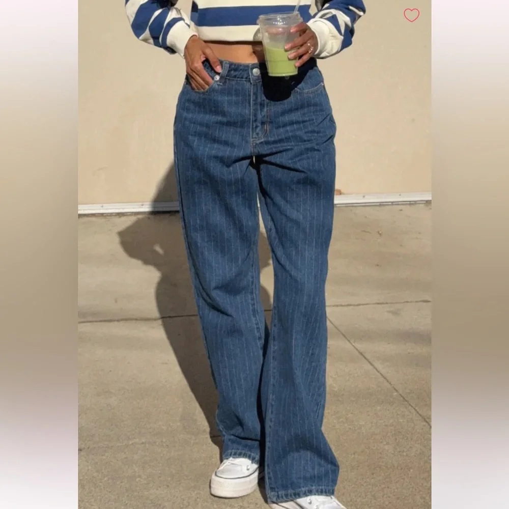 beginning boutique pinstripe slouchy jeans - Picture 6 of 7